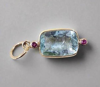 14k Gold Handmade Aquamarine Ruby Pendant - K Jewelry Accessories