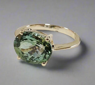 14k Gold Natural Green Tourmaline Ring For Unisex - K Jewelry Accessories