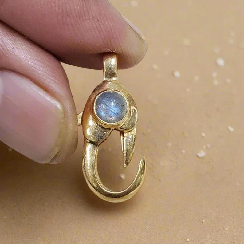 Blue Fire Labradorite Lobster Clasp: 18k Gold Vermeil Connector