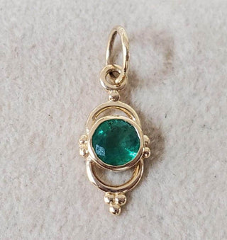 Dainty 18k Gold Zambian Emerald Pendant: Bezel Setting Gemstone - K Jewelry Accessories