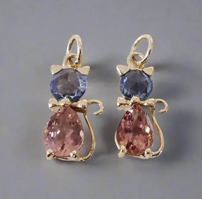 14k Gold Natural Blue Sapphire and Tourmaline Pendant - K Jewelry Accessories