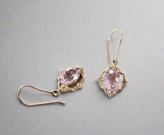 14k Gold Morganite Dangle Earrings: Oval Gemstone Jewelry - K Jewelry Accessories