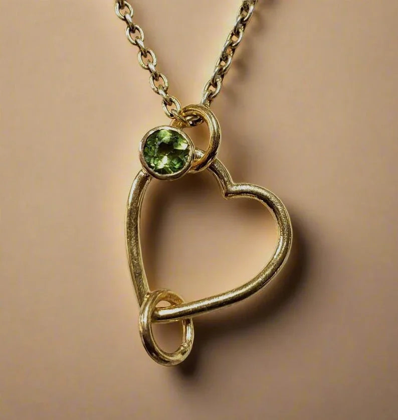 Gold Vermeil Heart Peridot Clasp: Handmade Sterling Silver Connector