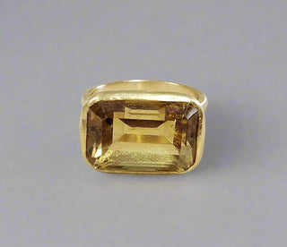 Handmade Honey Quartz Gold Ring: Octagon Gemstone, Matte Finish - K Jewelry Accessories