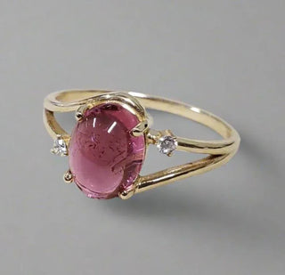 14k Gold Natural Pink Tourmaline Ring For Women - K Jewelry Accessories