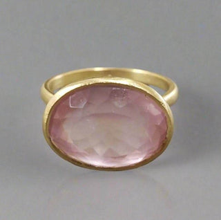 Pink Rose Quartz Ring: 14k gold ,Bezel Setting, Handmade Gemstone - K Jewelry Accessories