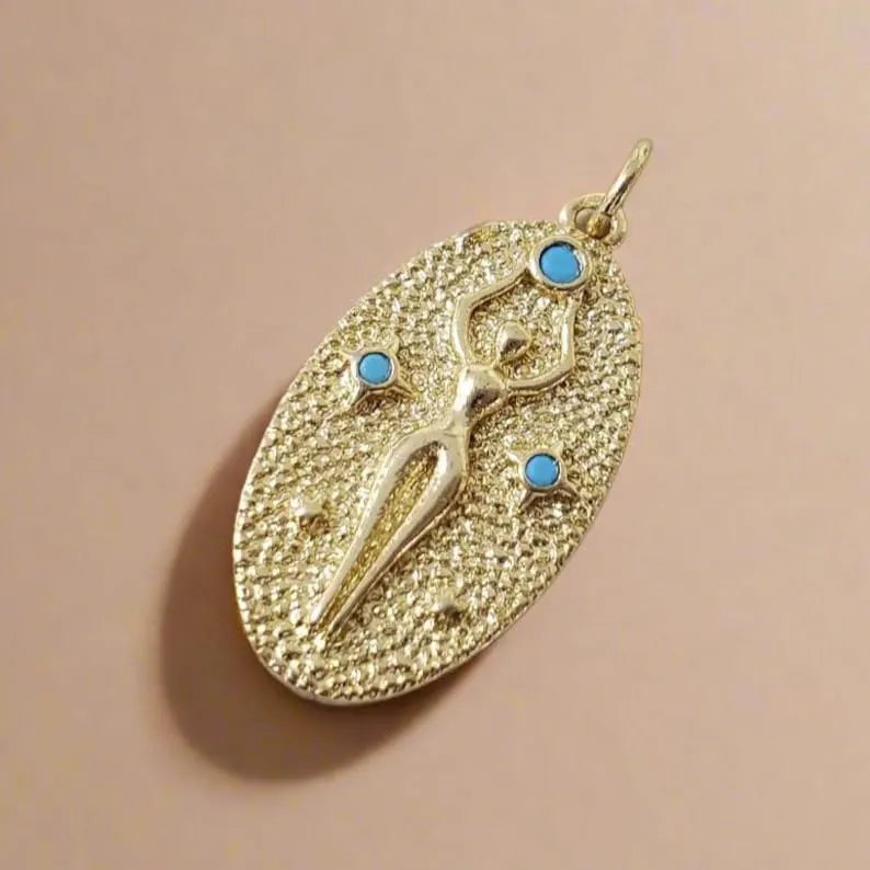 Pendentif en or 14 carats avec turquoise naturelle de l'Arizona