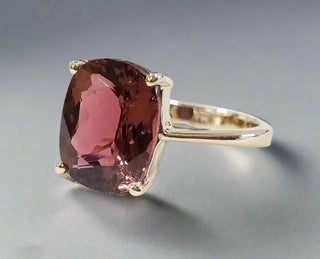 Natural Reddish Pink Tourmaline 14k Gold Ring For Unisex - K Jewelry Accessories