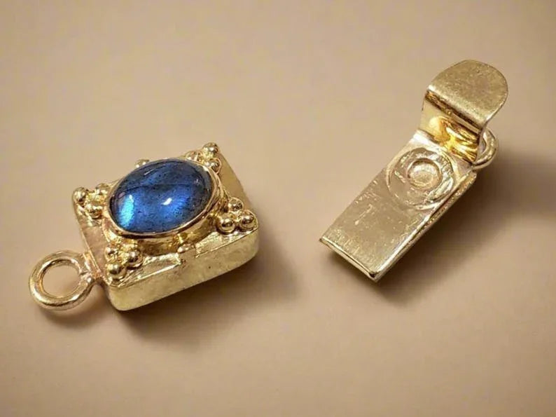 25 x 19 mm 925 Sterling Silber Türkis Karabinerverschluss