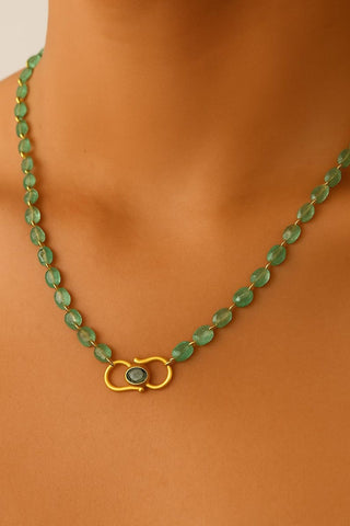 Drilled Zambian Emerald 14k Gold Necklace