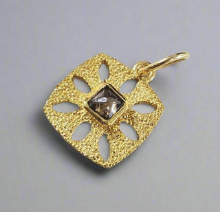 14k Brown Diamond Pendant: Geometric Sun Symbol Charm - K Jewelry Accessories