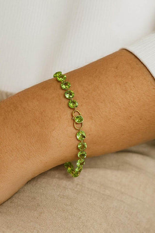 14k Gold Peridot Bracelet, Natural Drilled Gemstone Bracelet for Women - K Jewelry Accessories