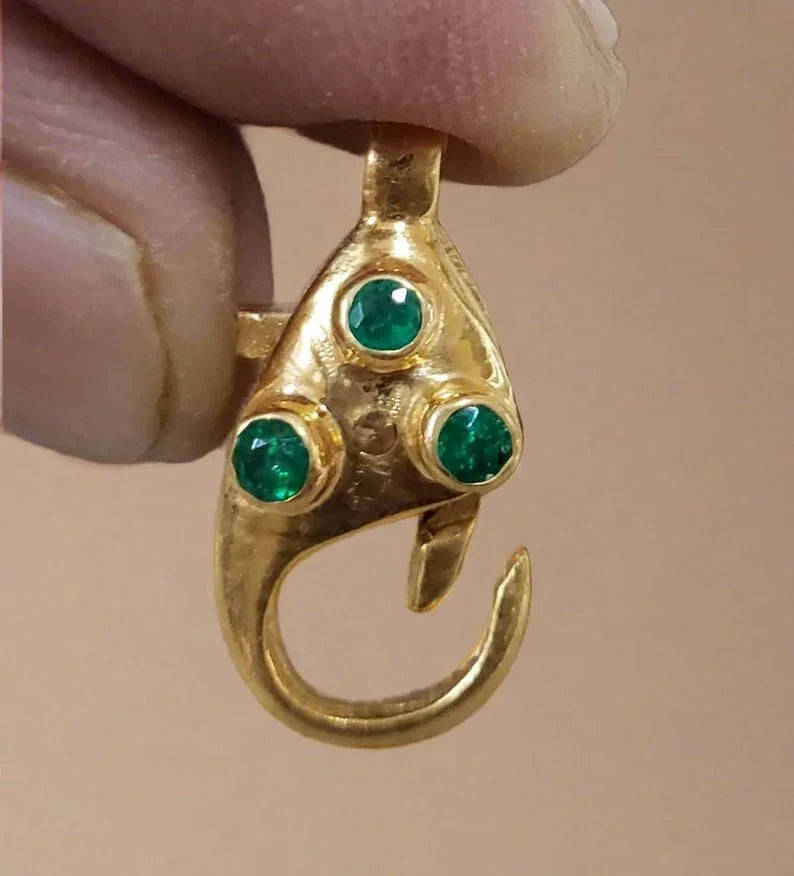 Gold Vermeil Emerald Lobster Clasp: Handmade Necklace Bracelet Connector