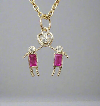 14k Gold Family Pendant Necklace: Tourmaline, Diamond Heart, Baguette Birthstone - K Jewelry Accessories