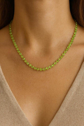 Handmade 14k Solid Gold Peridot Necklace, Drilled Stones - K Jewelry Accessories