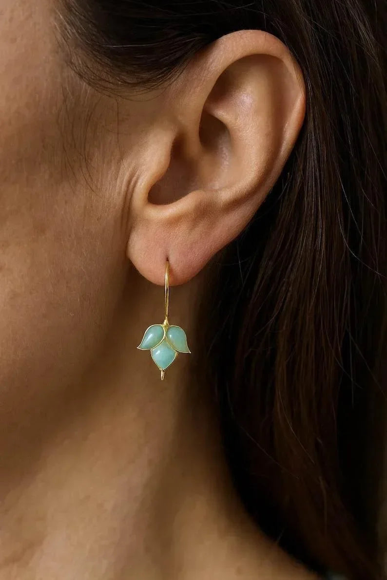 Chrysoberyl 14k Gold Earring, Leaf Gemstone, Gold Jewelry, DIY Findings - K Jewelry Accessories