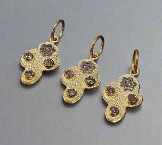 Natural Diamond Gold Pendant , Textured Gold, Dainty Oxidised Pendant - K Jewelry Accessories