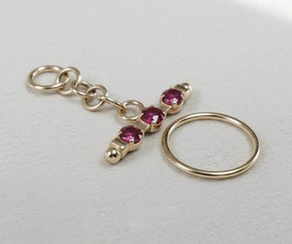 14k Gold Ruby Toggle Genuine Red Ruby Necklace Connector - K Jewelry Accessories