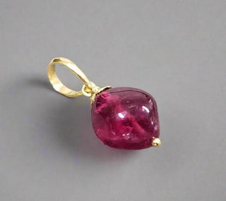 Tumble Rubellite 18k Gold Pendant Genuine Bead, Bail Gold Pendant - K Jewelry Accessories