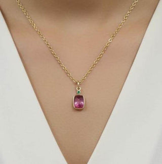 Tourmaline 14k Gold Pendant | Emerald Gemstone Cabochon Solid 14k Gold Pendant - K Jewelry Accessories