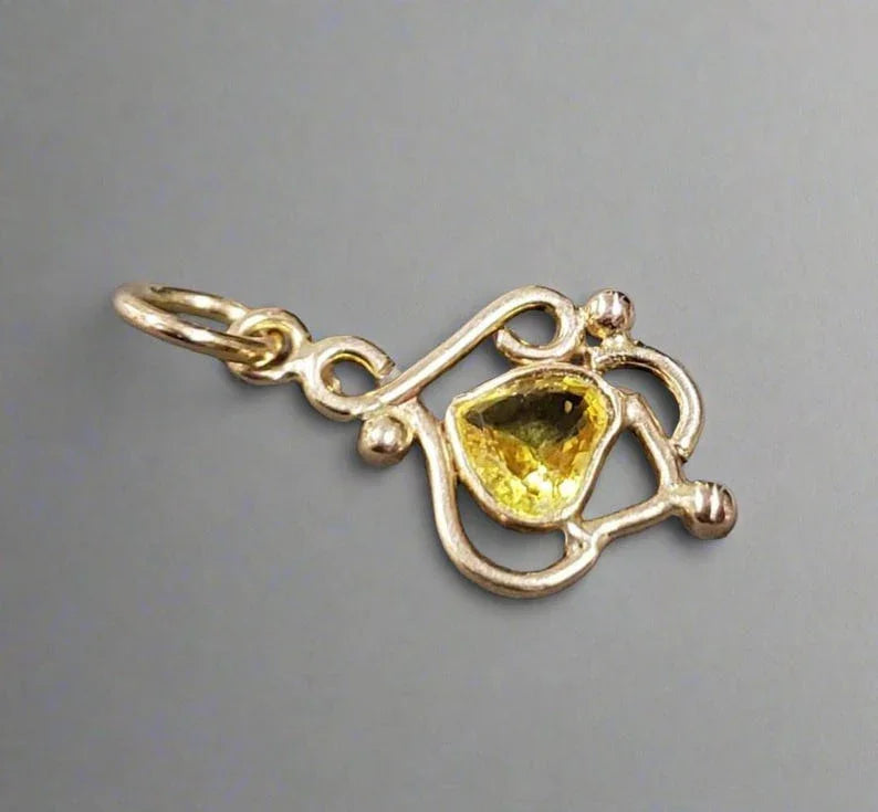 14k Gold Sapphire Pendant, Uncarved Heart, Minimalist Charm