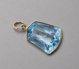 14k Gold Blue Topaz Pendant Necklace – Trapeze Cut December Birthstone Jewelry - K Jewelry Accessories