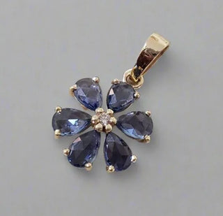 Sapphire and diamond pendant,Blue sapphire with diamond 14k gold pendant - K Jewelry Accessories