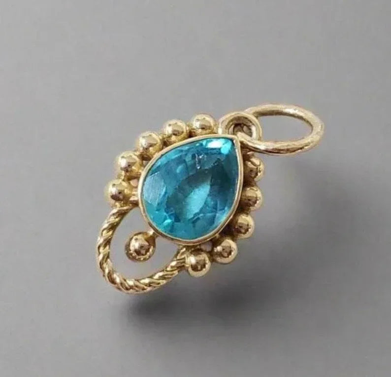 Natural Apatite Gold Pendant – Pear Cut Gemstone Necklace - K Jewelry Accessories