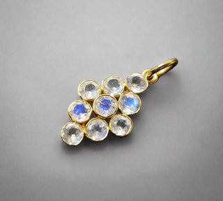 14k Gold 3mm Round Rainbow Moonstone Pendant, DIY Jewelry Findings - K Jewelry Accessories