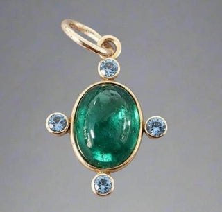 14k Gold Emerald and Topaz Pendant - K Jewelry Accessories