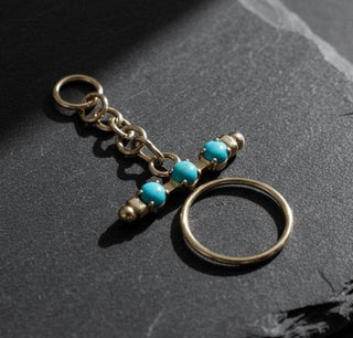 14k Gold Turquoise Toggle Clasp Pendant | Jewelry Component - K Jewelry Accessories