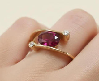 14k Gold Tourmaline Diamond Ring ,Oval Pink Tourmaline Ring - K Jewelry Accessories