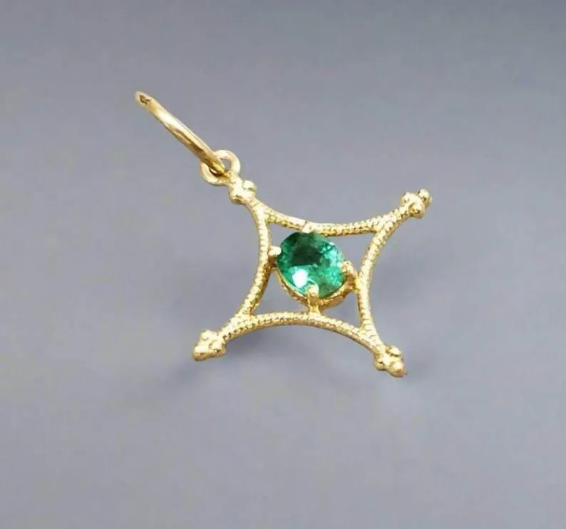 Star Shape 18k Gold Zambian Emerald Pendant For Women, Stacking Jewelry - K Jewelry Accessories
