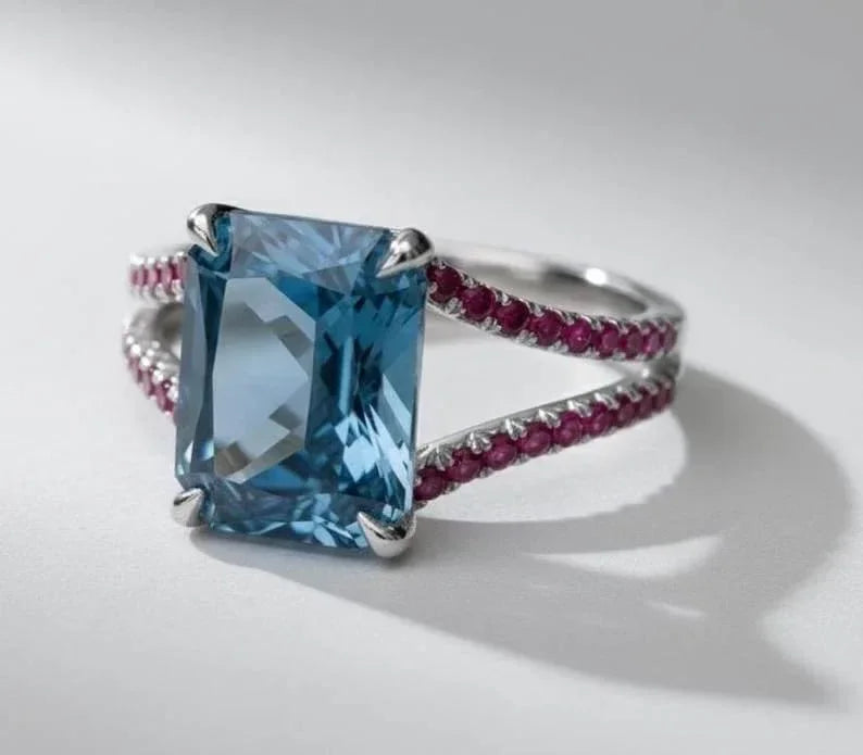 14k White Gold London Blue Topaz Ring - K Jewelry Accessories