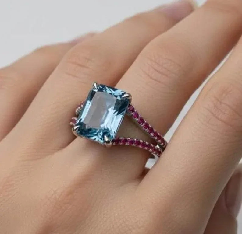 14k White Gold London Blue Topaz Ring - K Jewelry Accessories