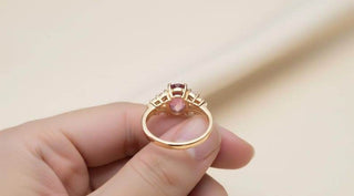 Pink Tourmaline Gold Ring with White Topaz Accents - K Jewelry Accessories