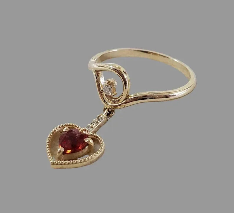 14k Gold Orange Sapphire Heart Ring - K Jewelry Accessories