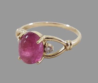 14k Gold Pink Tourmaline Diamond Ring – Handmade - K Jewelry Accessories