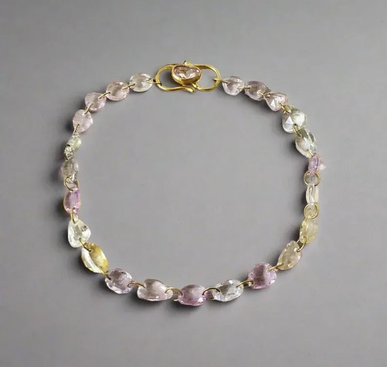 14k Gold Multi Sapphire Bracelet – Natural Rainbow Sapphire Gemstone Chain