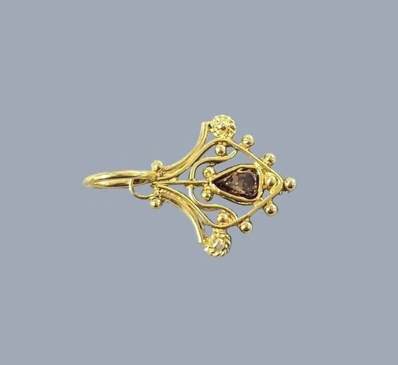 18k Gold Filigree Pendant | Pear Cut Diamond Charm - K Jewelry Accessories