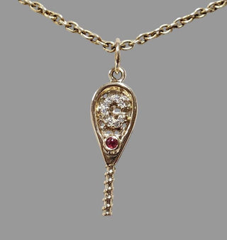 14k Gold Tennis Racquet Pendant Necklace | Natural Spinel and Diamond Jewelry - K Jewelry Accessories