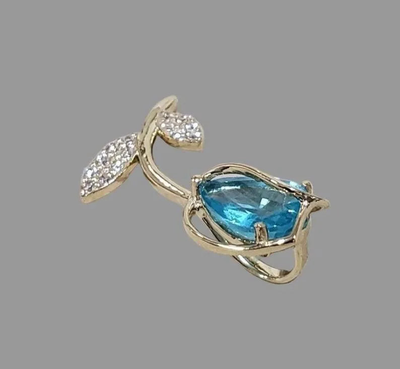 14k Gold Paraiba Apatite Diamond Pendant For Women - K Jewelry Accessories