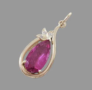 14k Solid Gold Rubellite Pendant | Natural Pink Tourmaline - K Jewelry Accessories