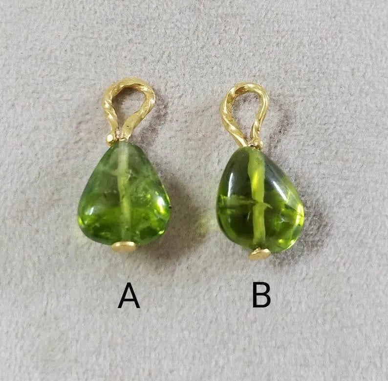 18k Gold Peridot Pendant | Handmade Green Gemstone Necklace - K Jewelry Accessories