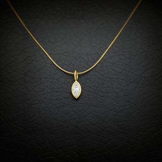 18K Gold Marquise Diamond Charm | Real Diamond Pendant for Necklace