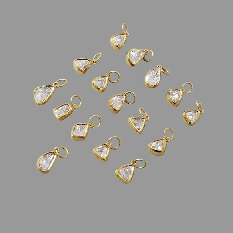 Diamond Polki Gold Pendant | Handmade Uncut Diamond Necklace - K Jewelry Accessories