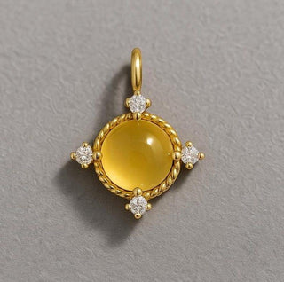 Mexican Yellow Opal Pendant • Diamond Accent Charm - K Jewelry Accessories