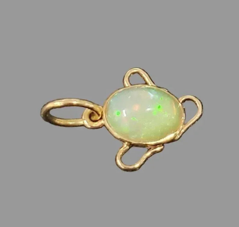 Fiery Ethiopian Opal Pendant | 14k Solid Gold Necklace - K Jewelry Accessories