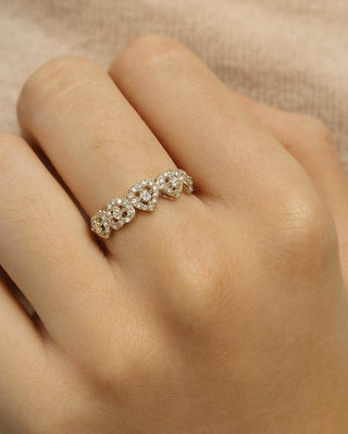 Engagement 18k Gold Heart Diamond Ring | Diamond Cluster Heart Band - K Jewelry Accessories