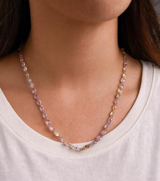 14k Gold Sapphire Beaded Necklace – Natural Multi-Color Sapphire Gemstones